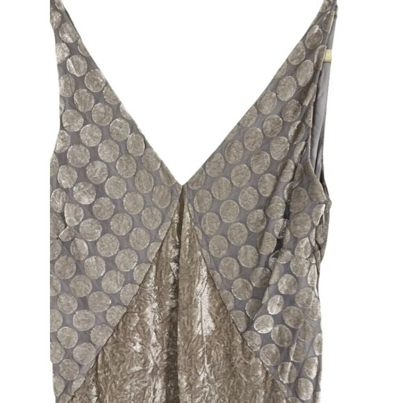 Banana Republic Velour Babydoll Maxi Dress 10 Gray Polka Dot Y2K Retro Tank 80s - Picture 3 of 14